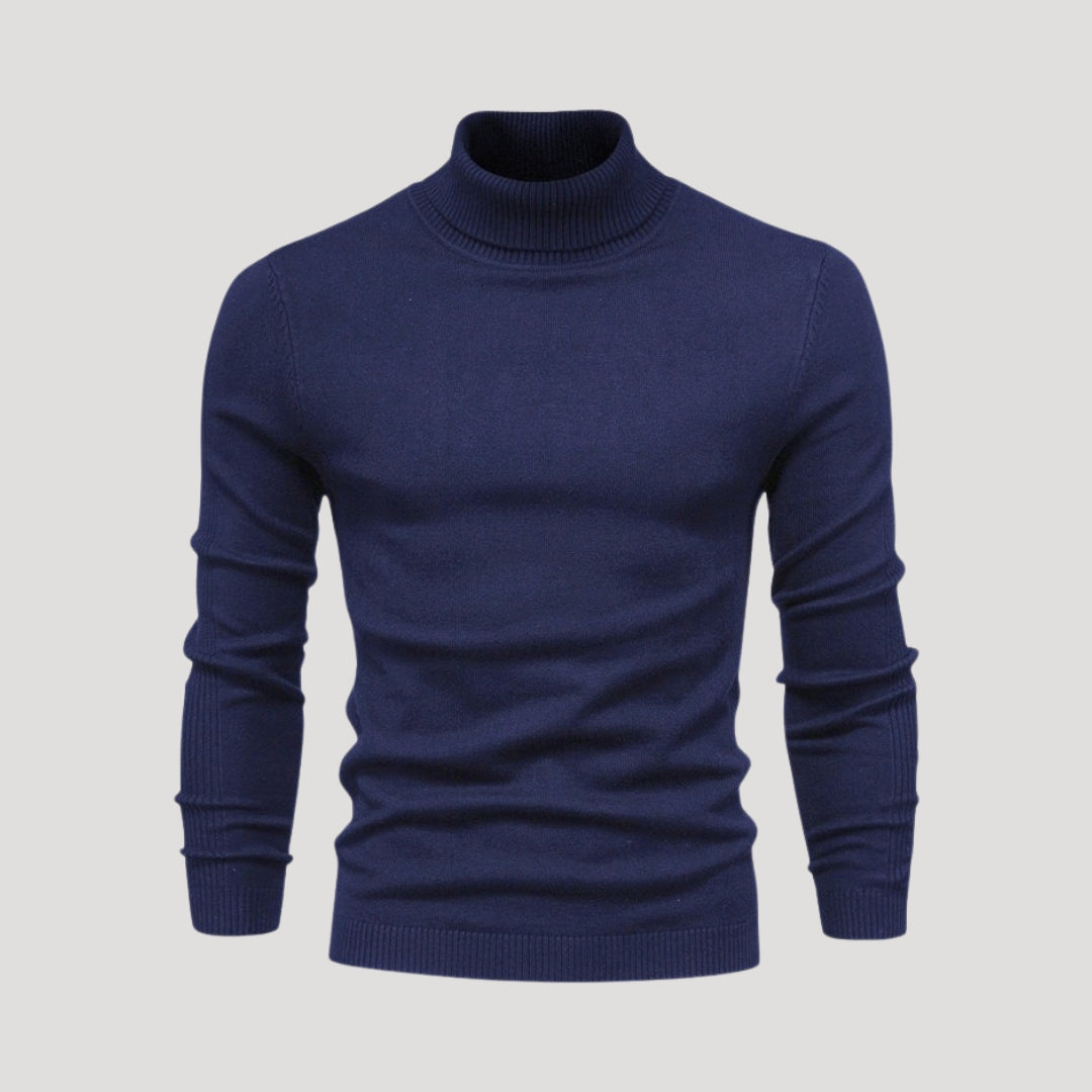 Men's Black Knit Turtleneck Jumper