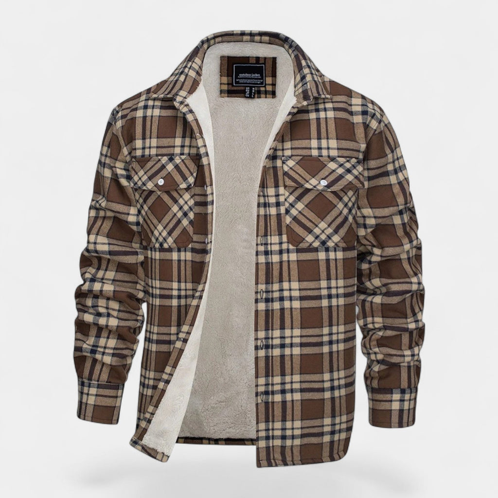 Men's Checkered Flannel Shirt with Fleece Lining