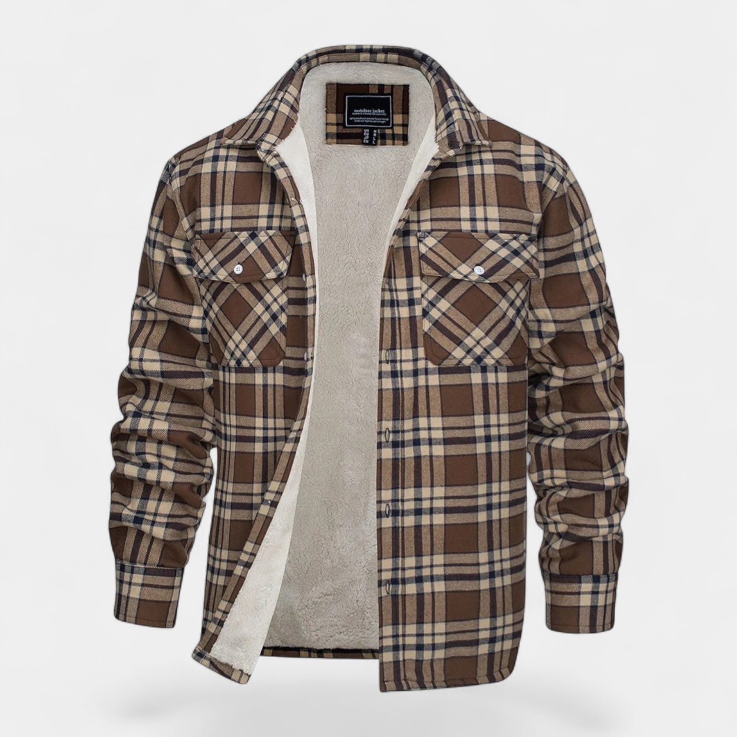 Men's Checkered Flannel Shirt with Fleece Lining