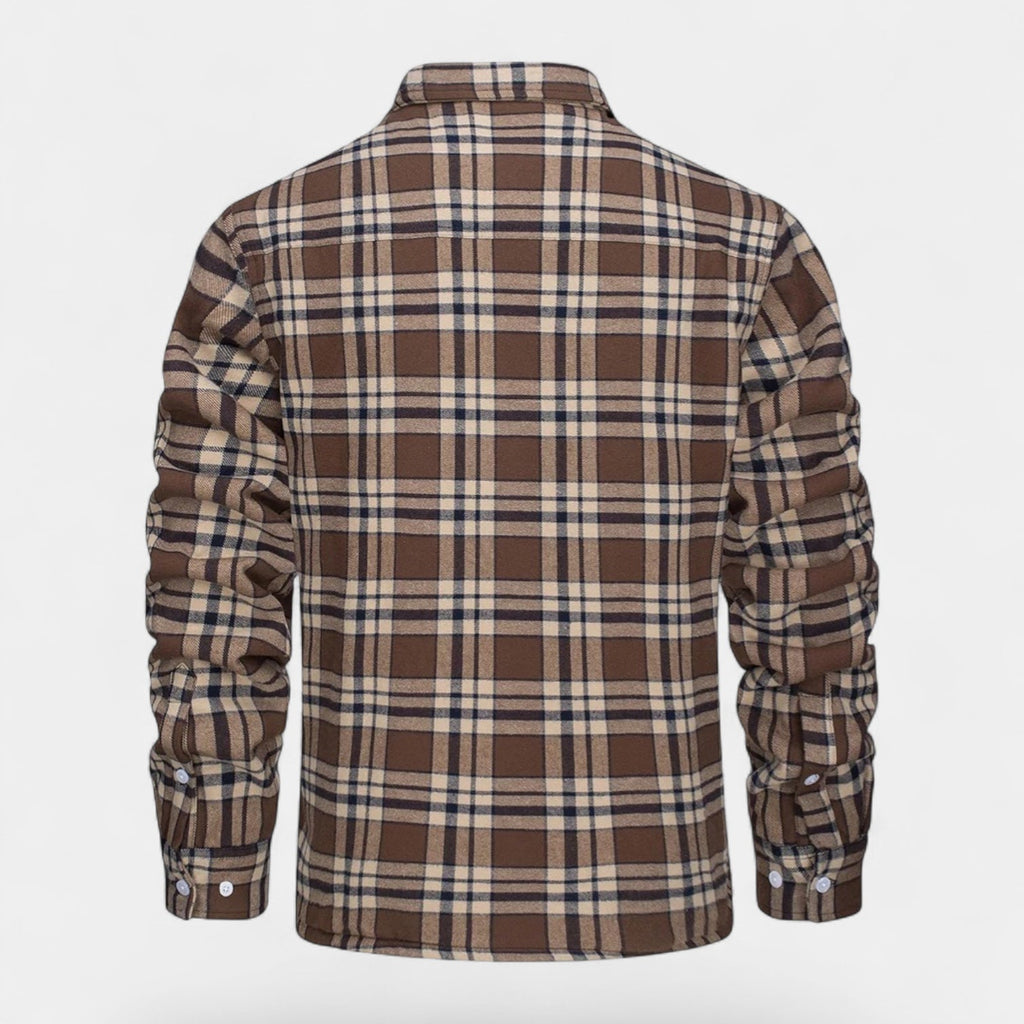 Men's Checkered Flannel Shirt with Fleece Lining