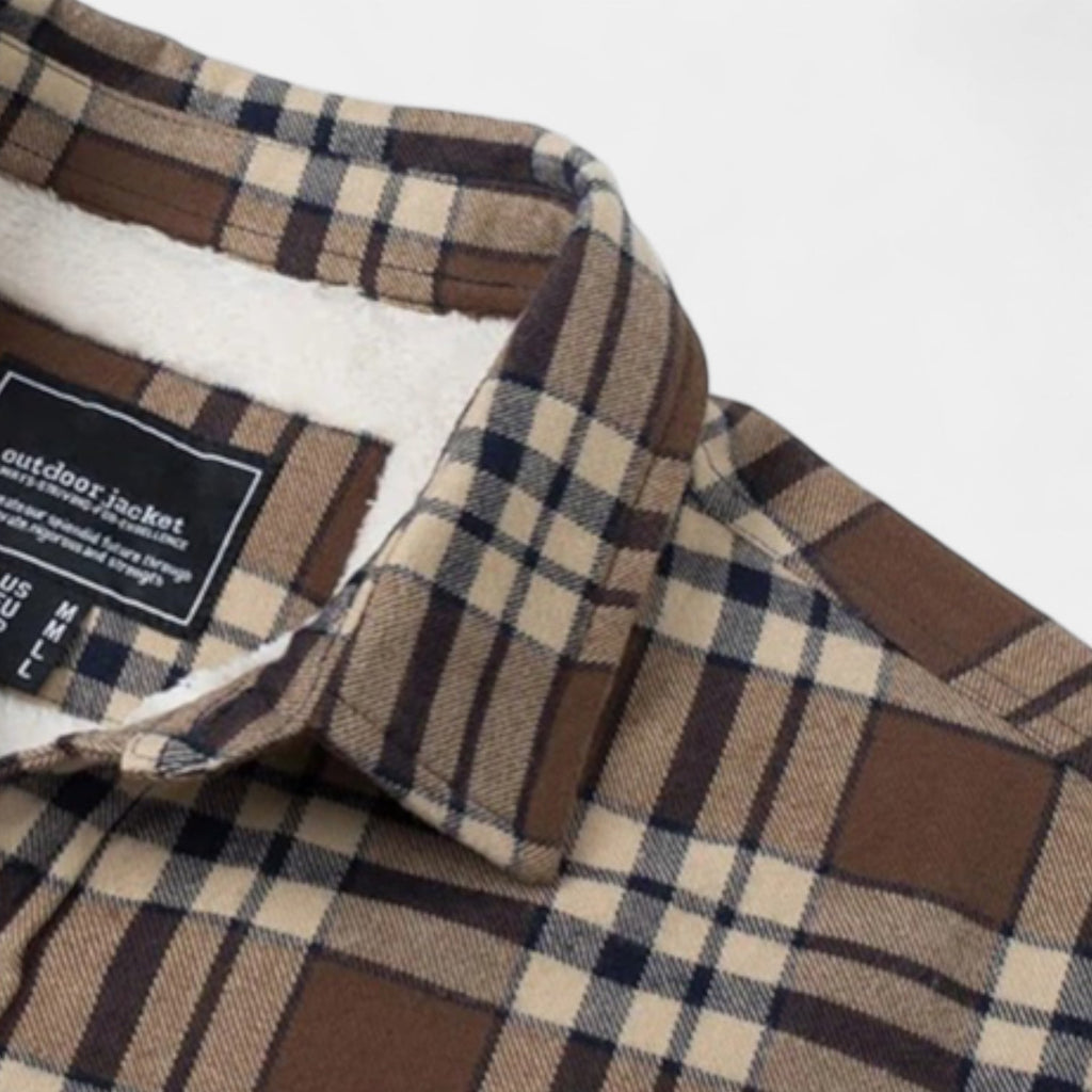 Men's Checkered Flannel Shirt with Fleece Lining