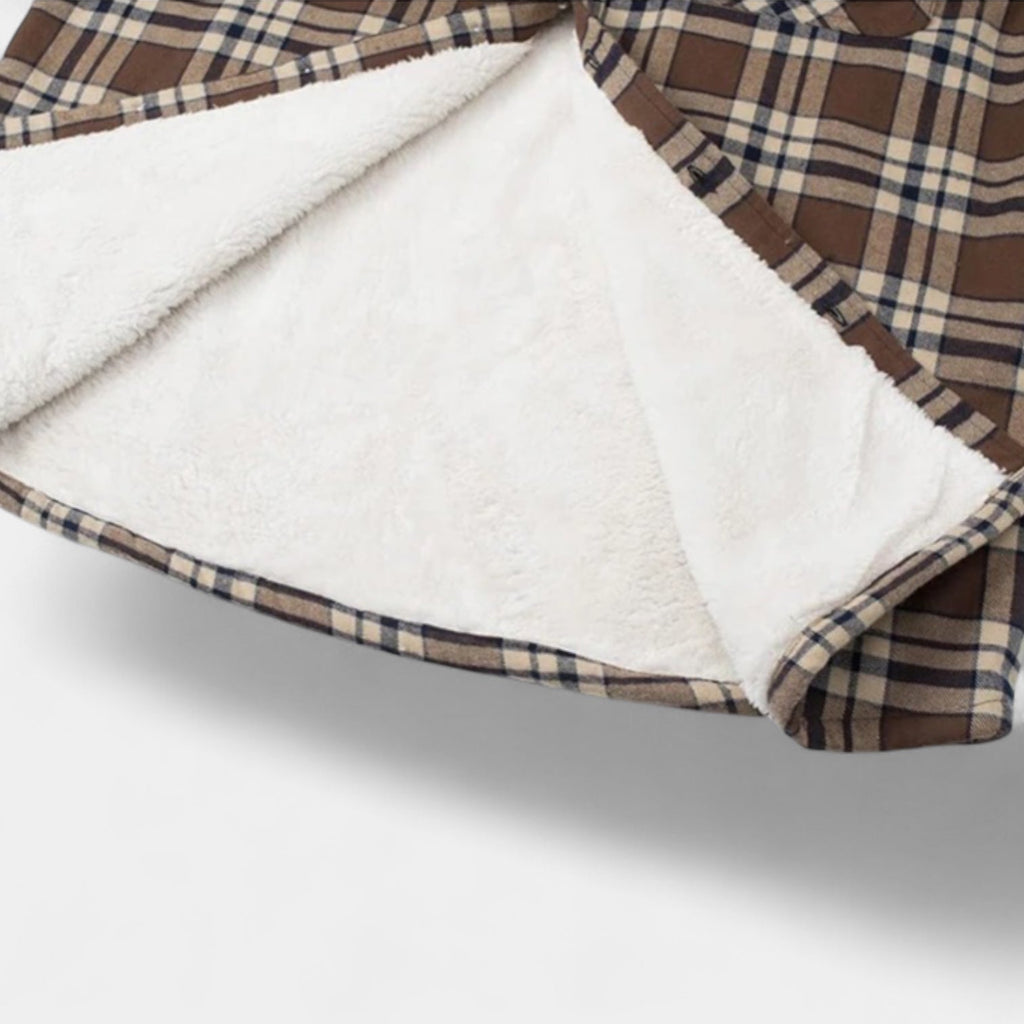Men's Checkered Flannel Shirt with Fleece Lining