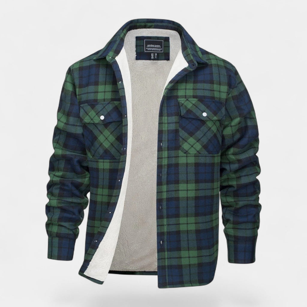 Men's Checkered Flannel Shirt with Fleece Lining