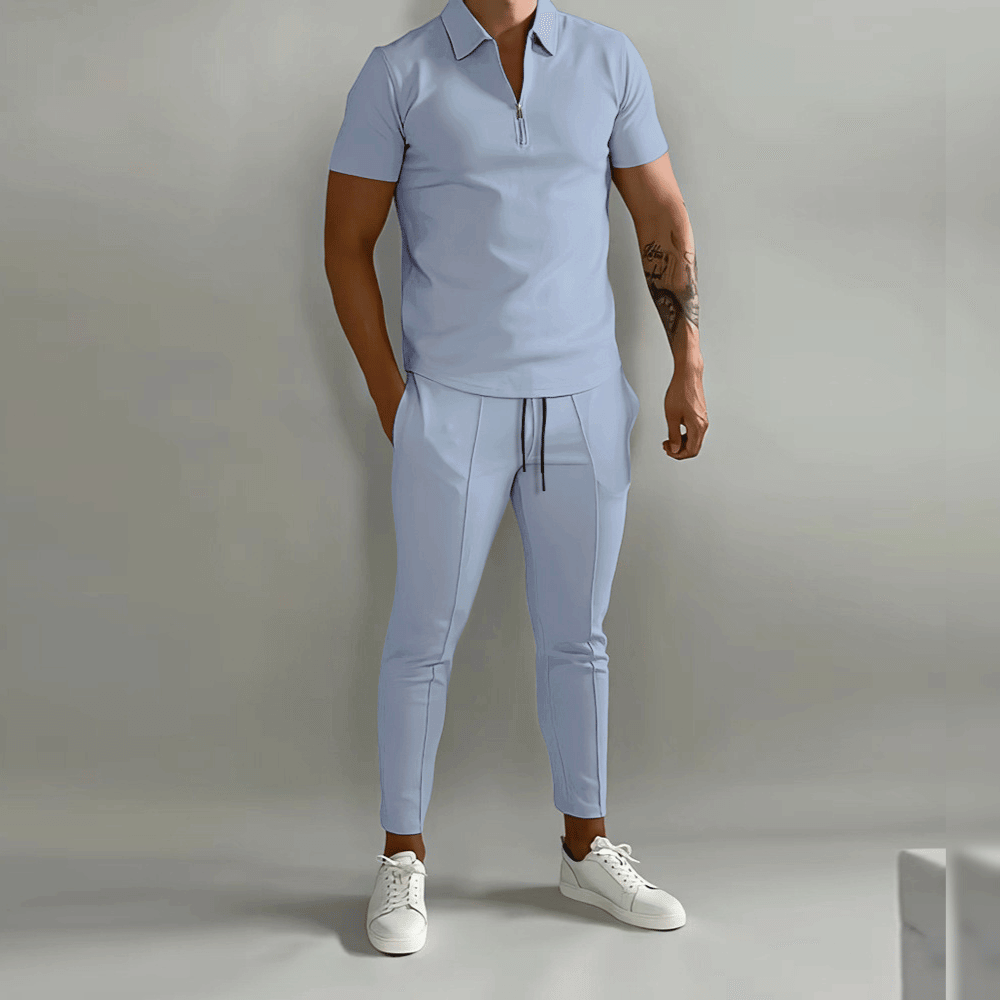 Men's Elegant Polo Shirt and Trouser Set