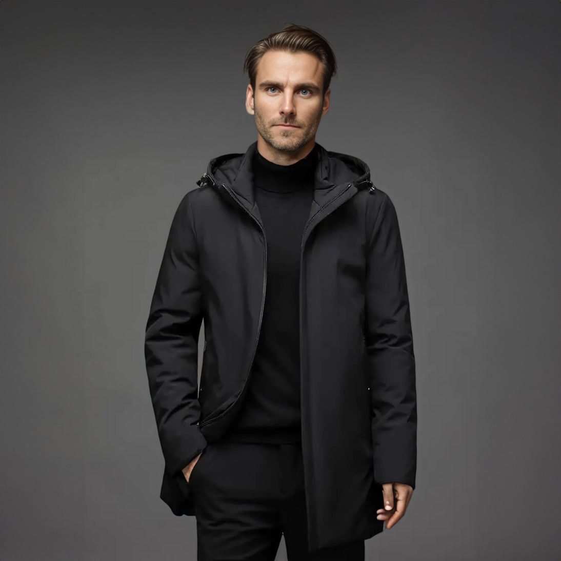Men's Elegant Warm Winter Jacket with Hood