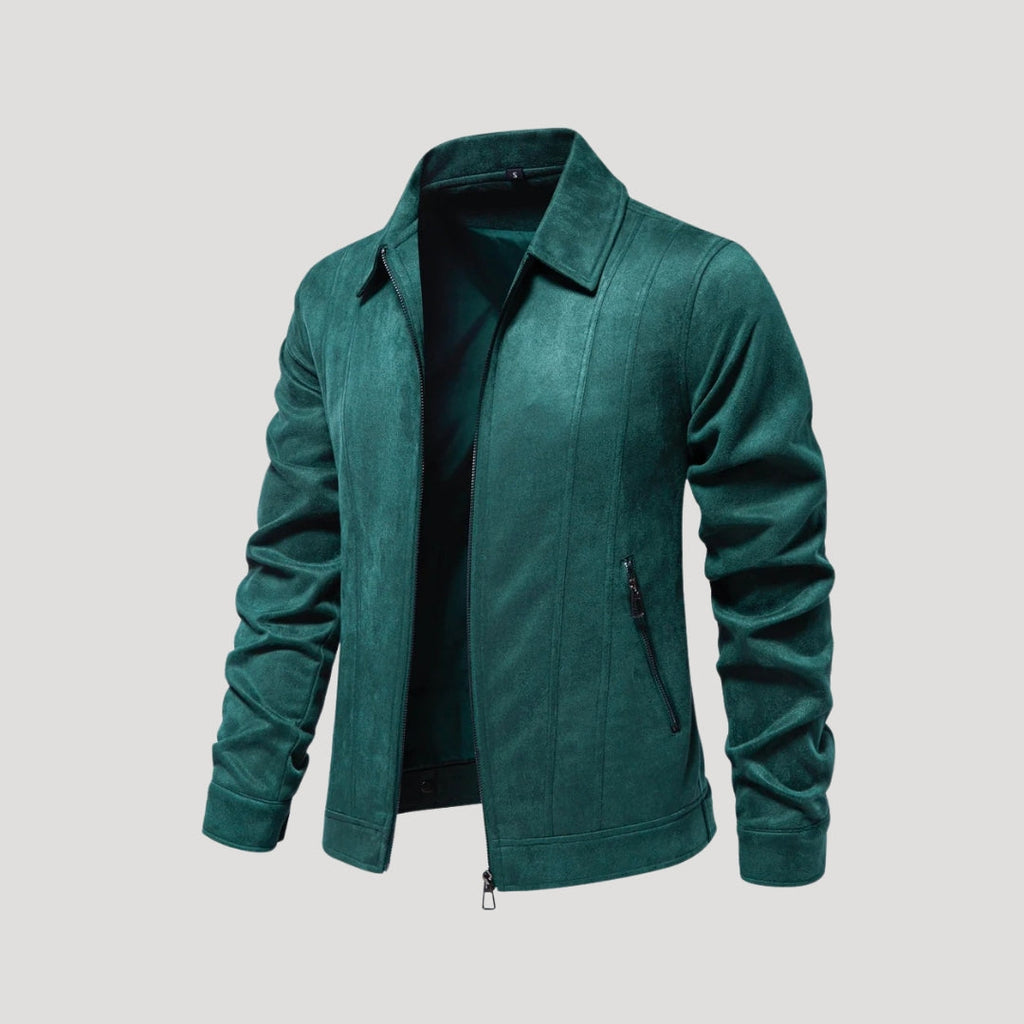 Men's Faux Suede Bomber Jacket