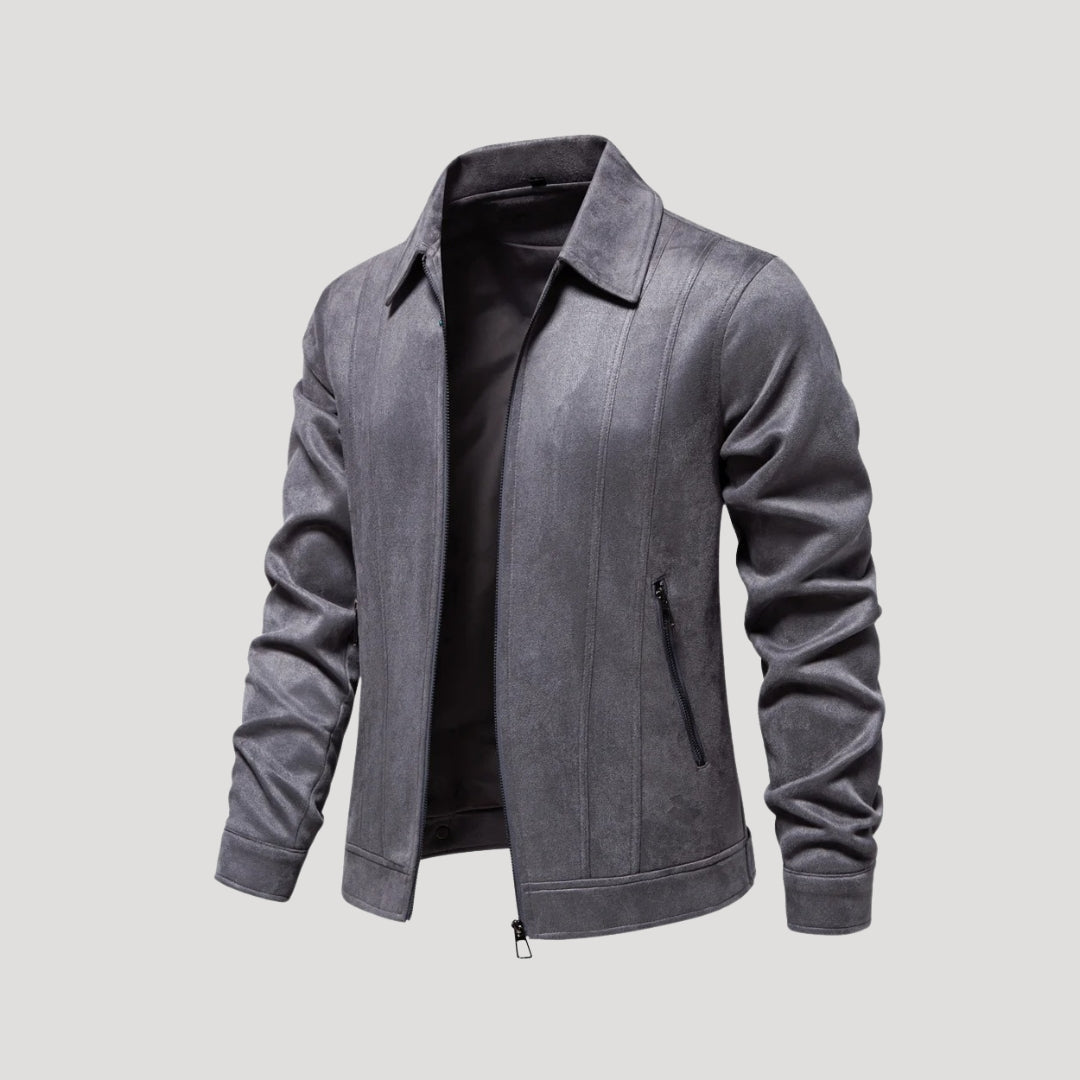 Men's Faux Suede Bomber Jacket