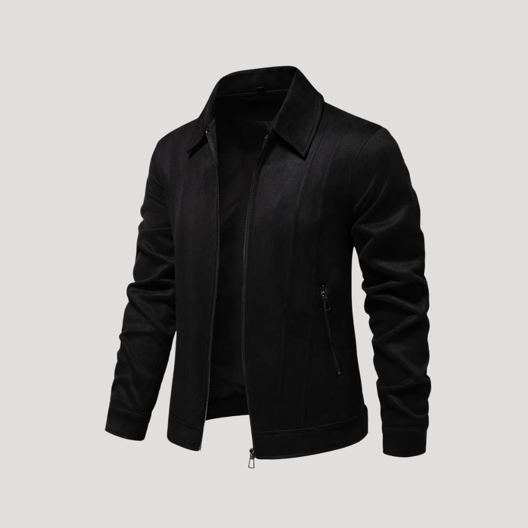 Men's Faux Suede Bomber Jacket