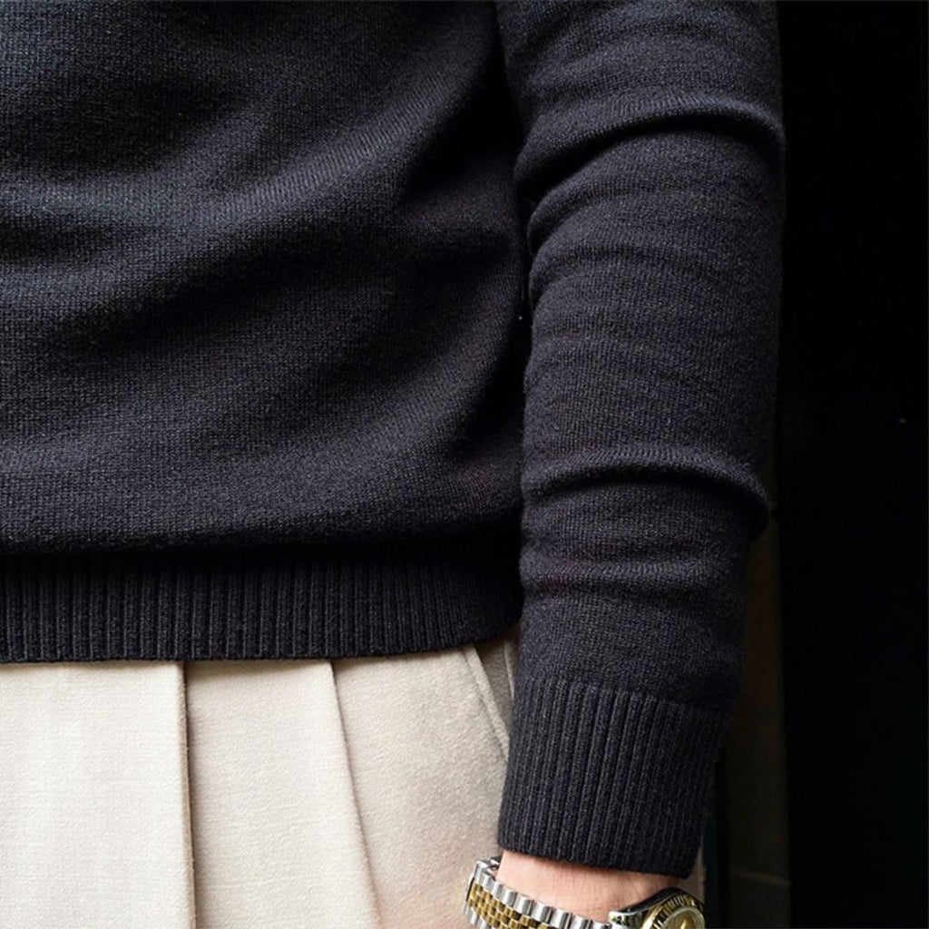 Men's Half Zip Sweater - Knitted Relaxed Fit for Winter