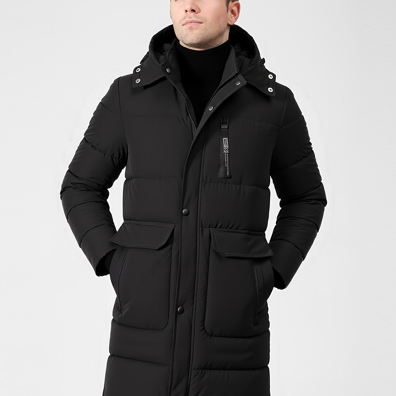 Men's Heavy Winter Jacket with Hood and Insulated Lining