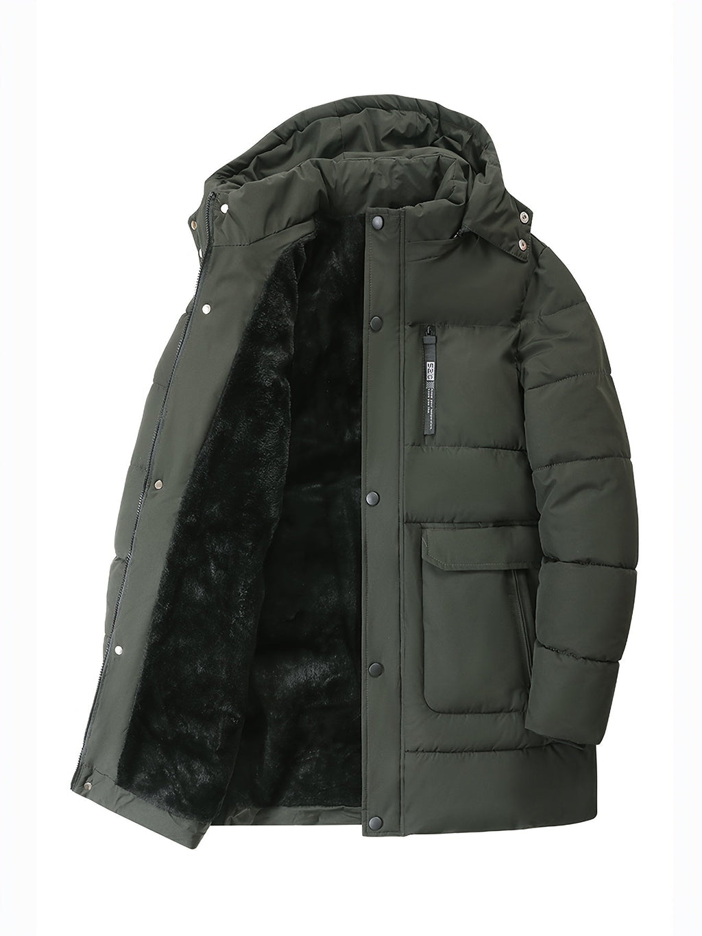 Men's Heavy Winter Jacket with Hood and Insulated Lining