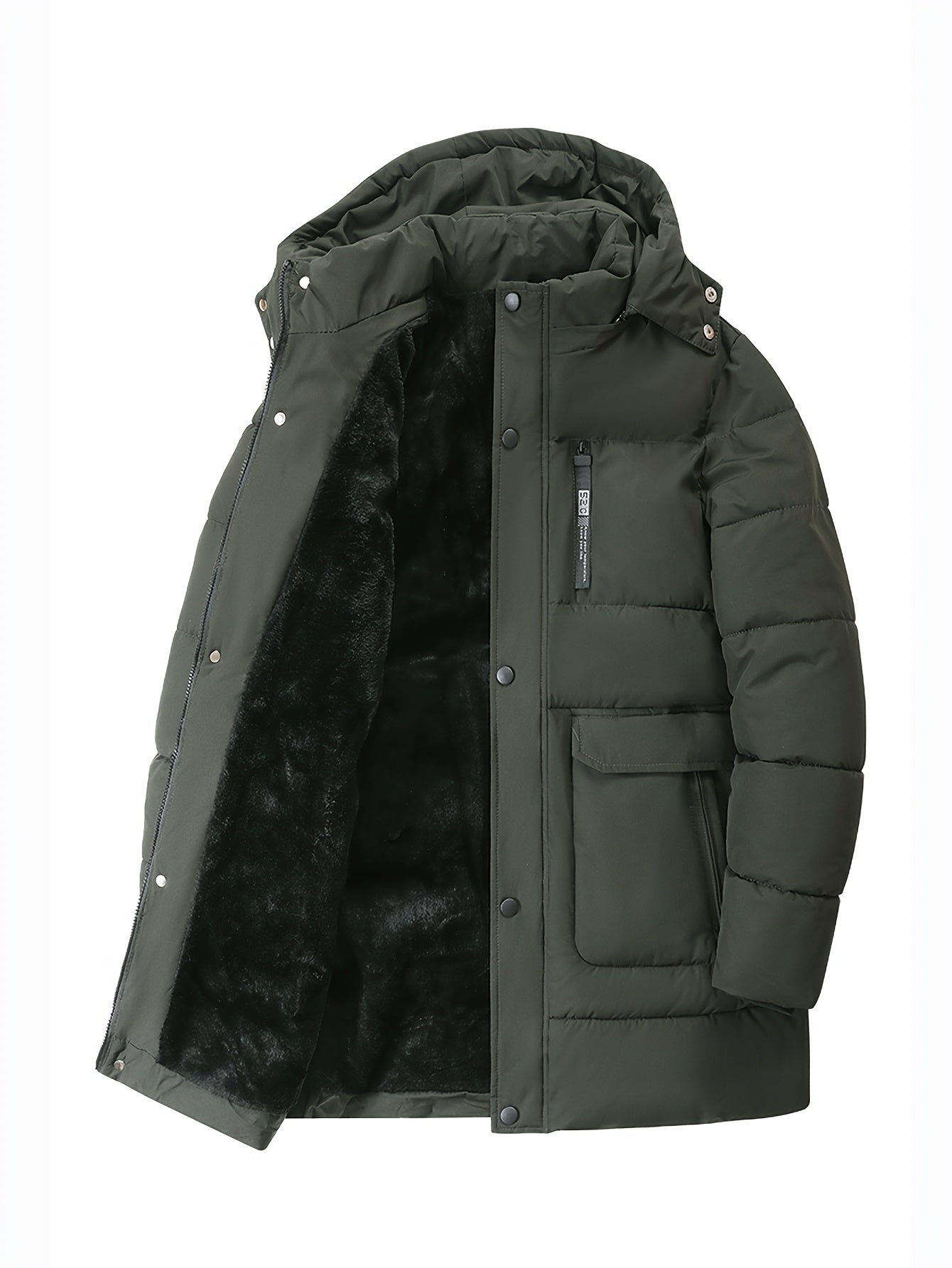 Men's Heavy Winter Jacket with Hood and Insulated Lining
