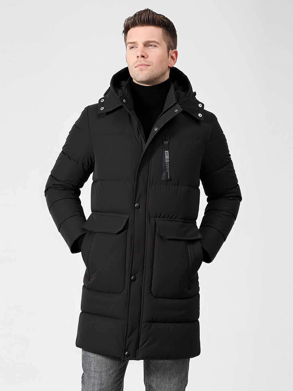 Men's Heavy Winter Jacket with Hood and Insulated Lining