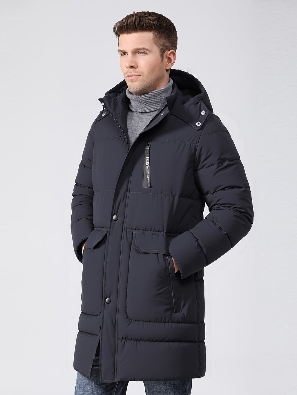 Men's Heavy Winter Jacket with Hood and Insulated Lining