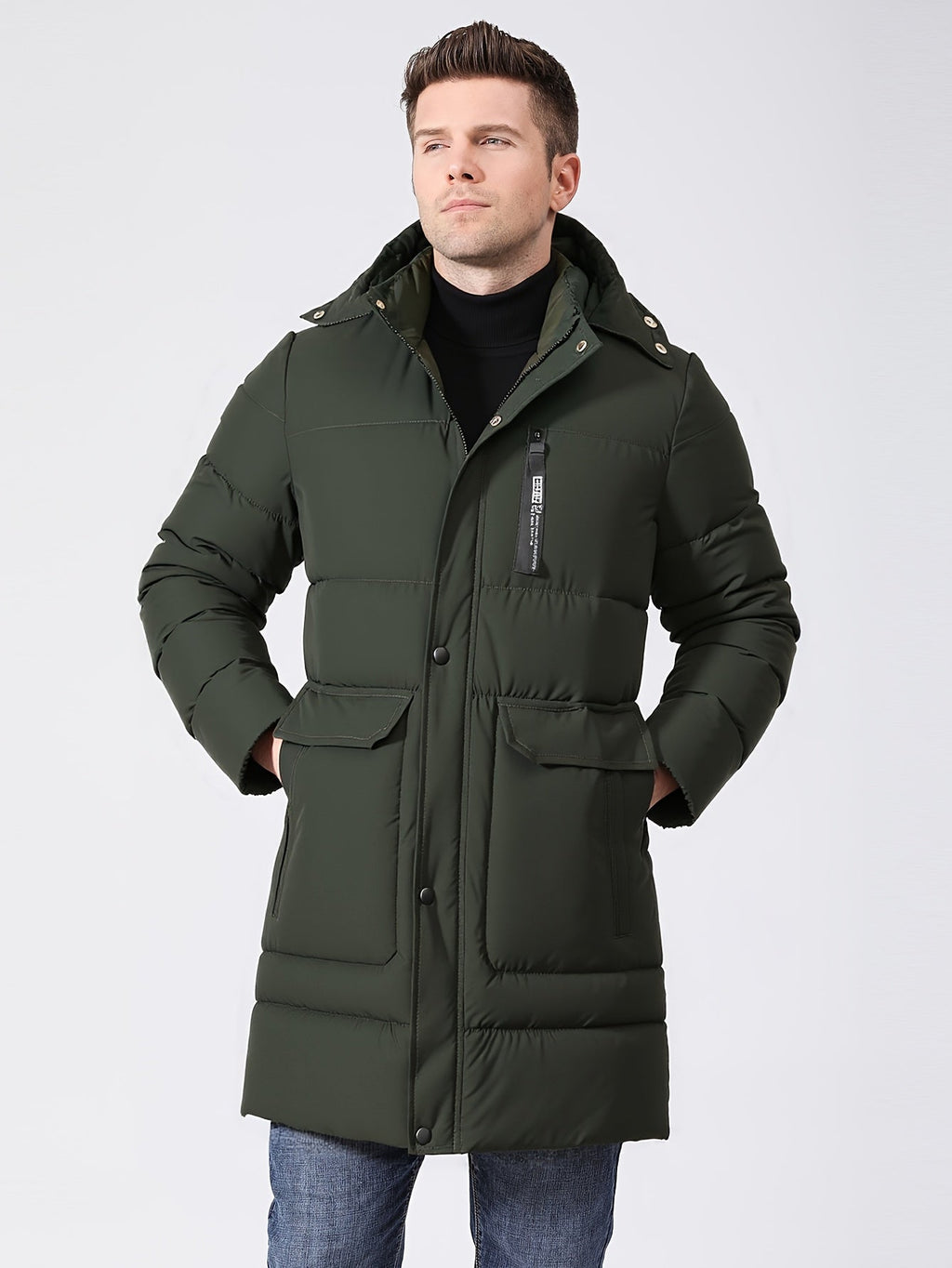 Men's Heavy Winter Jacket with Hood and Insulated Lining
