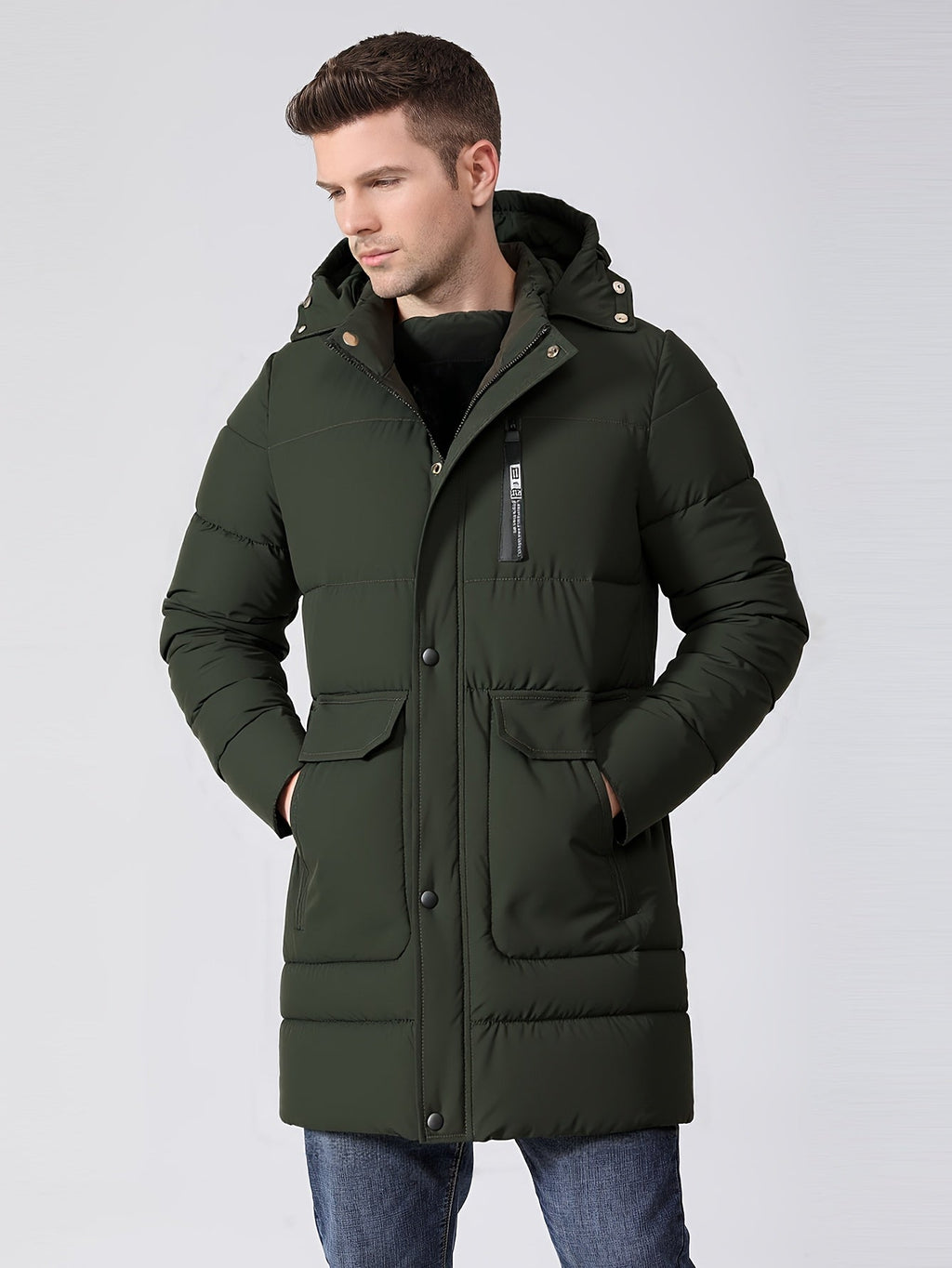 Men's Heavy Winter Jacket with Hood and Insulated Lining