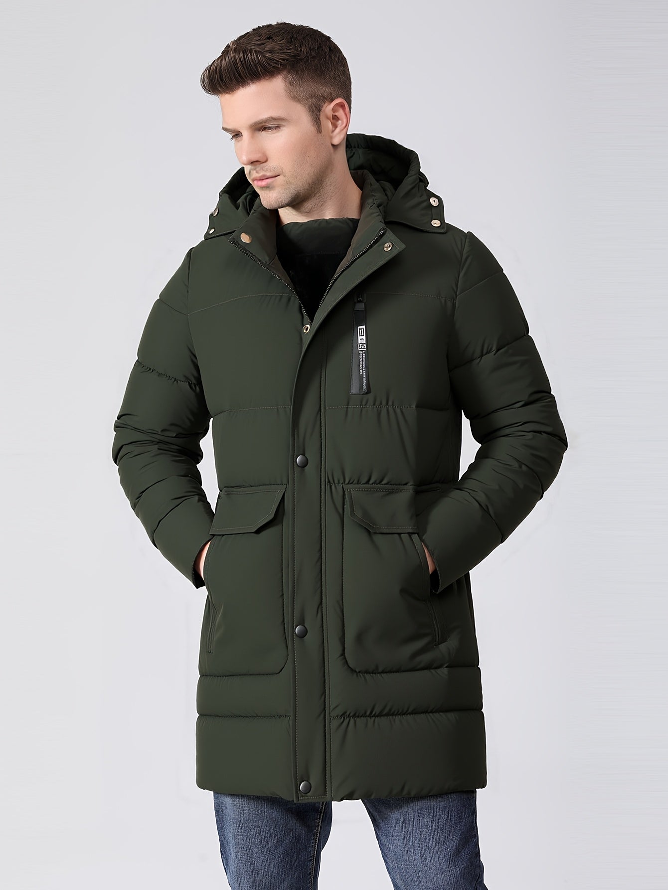 Men's Heavy Winter Jacket with Hood and Insulated Lining