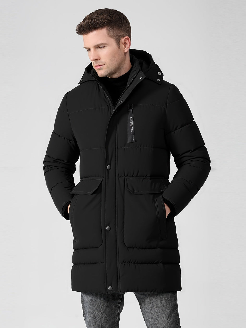 Men's Heavy Winter Jacket with Hood and Insulated Lining