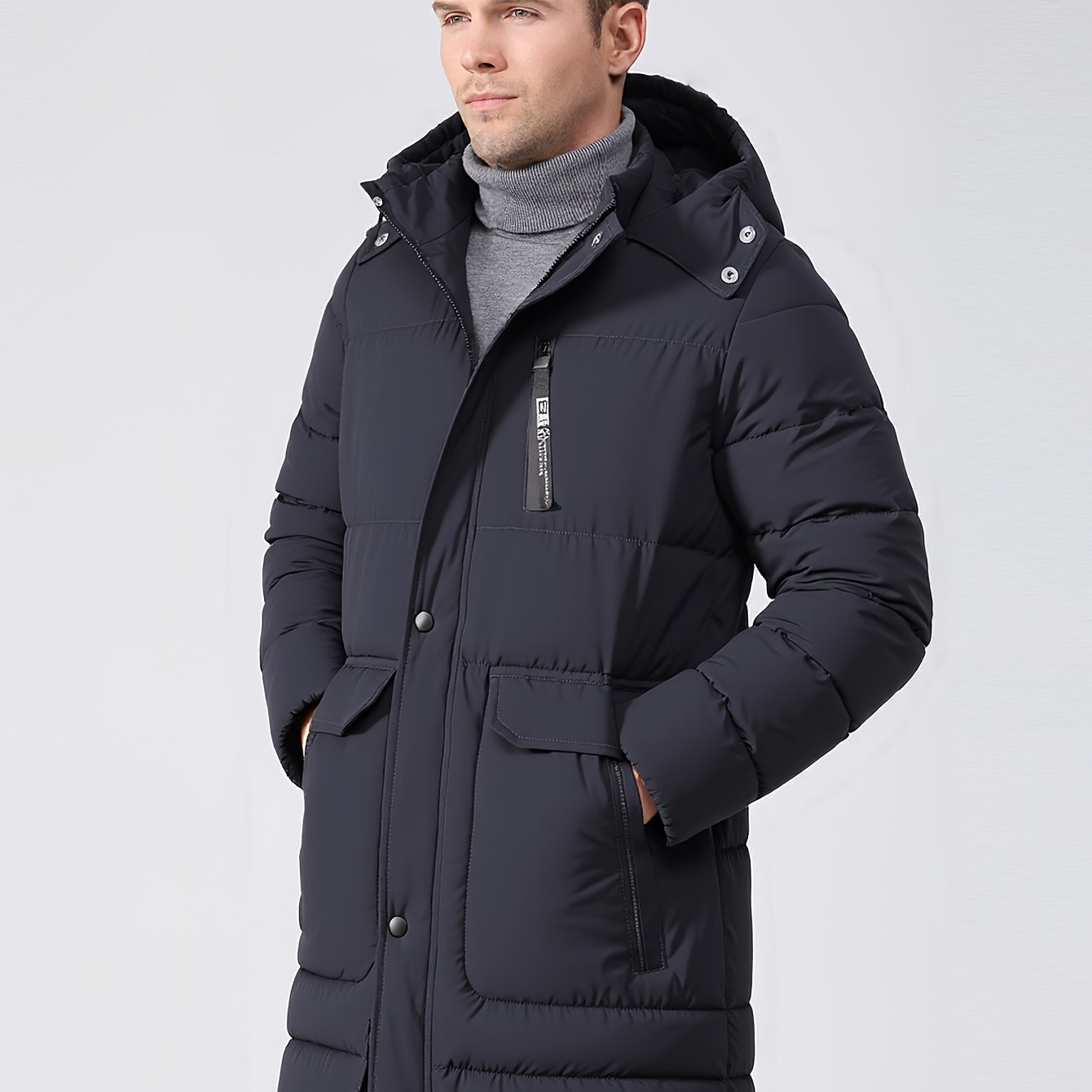 Men's Heavy Winter Jacket with Hood and Insulated Lining