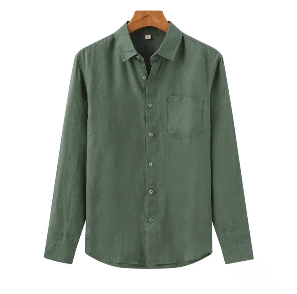 Men's Linen Button-Up Shirt