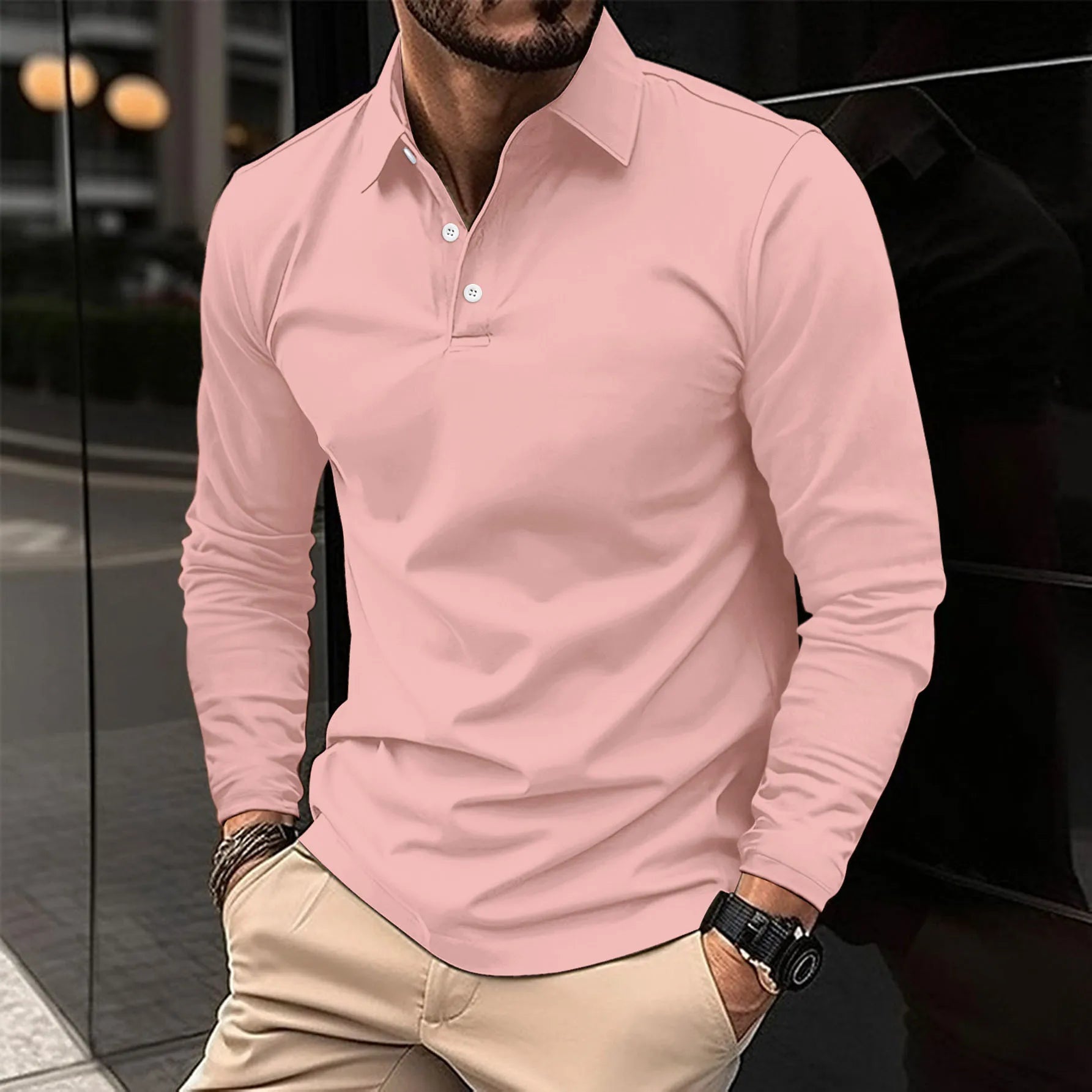 Men's Long Sleeve Polo Shirt - Classic Style and Comfort