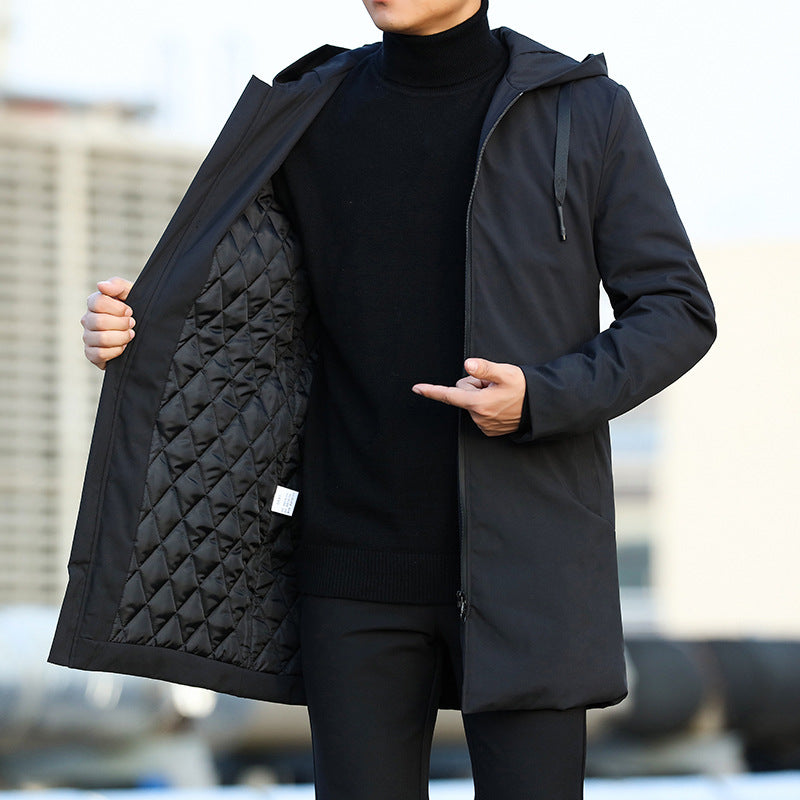 Men's Medium Quilted Winter Coat with Hood