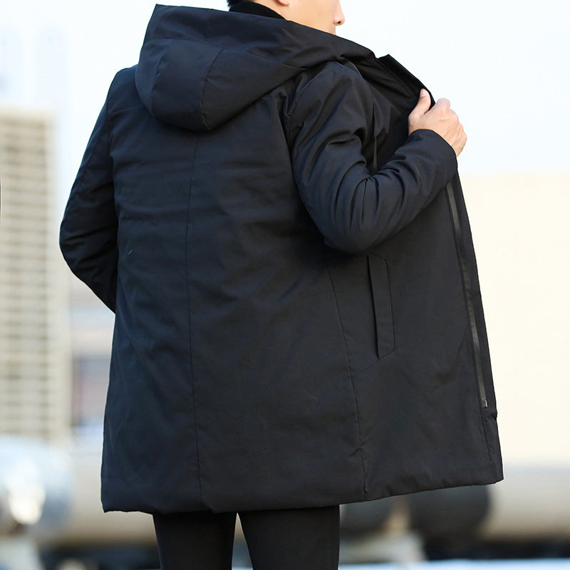 Men's Medium Quilted Winter Coat with Hood
