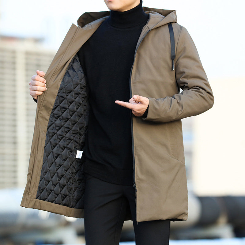 Men's Medium Quilted Winter Coat with Hood
