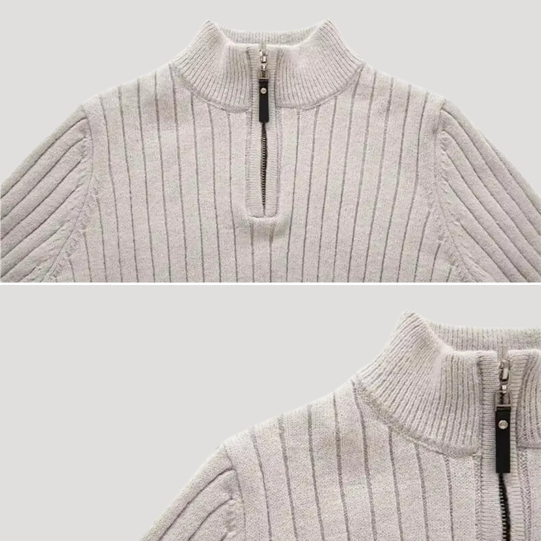 Men's Ribbed Half Zip Sweater