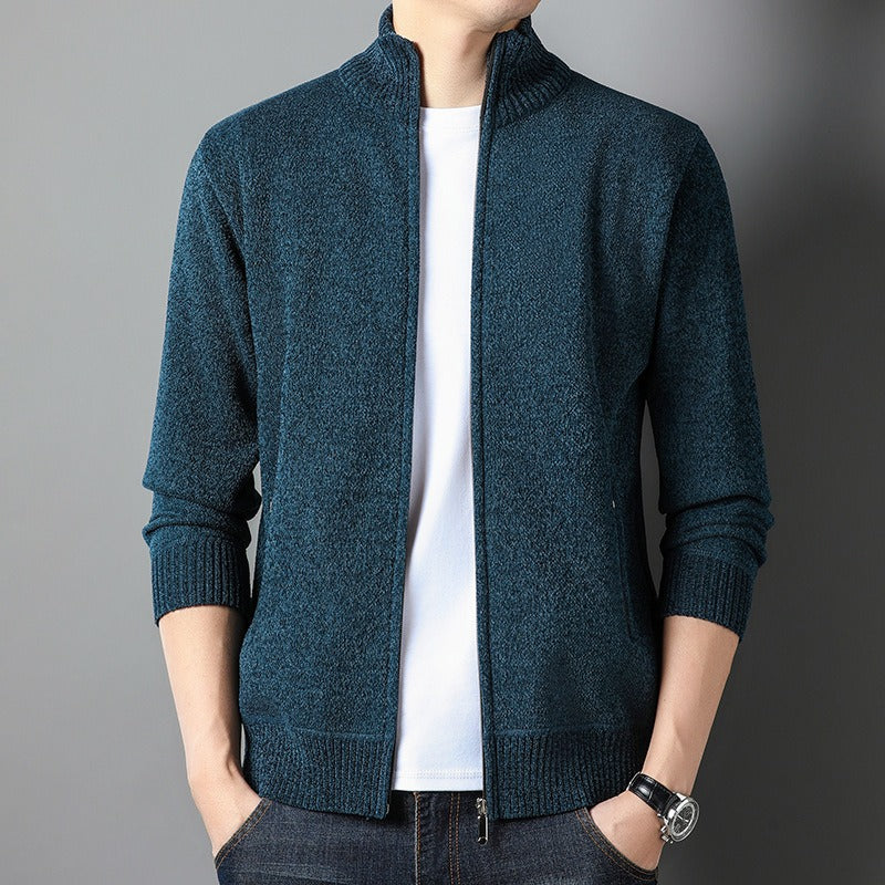 Men's Slim Fit Knit Cardigan Vest with Stand Collar