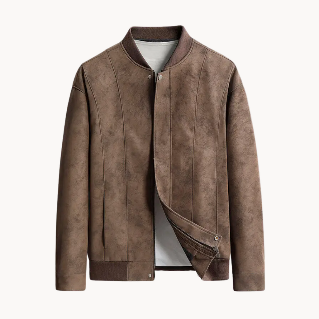 Men's Suede Bomber Jacket - Stylish Men's Coats for Layering