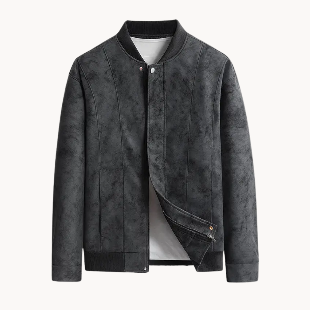 Men's Suede Bomber Jacket - Stylish Men's Coats for Layering
