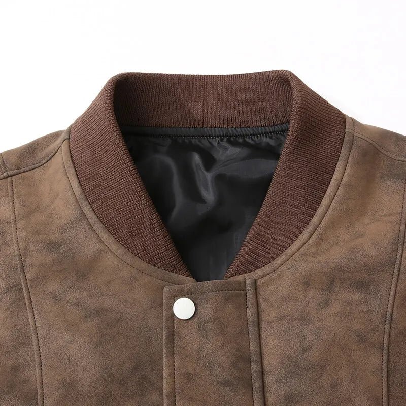 Men's Suede Bomber Jacket - Stylish Men's Coats for Layering