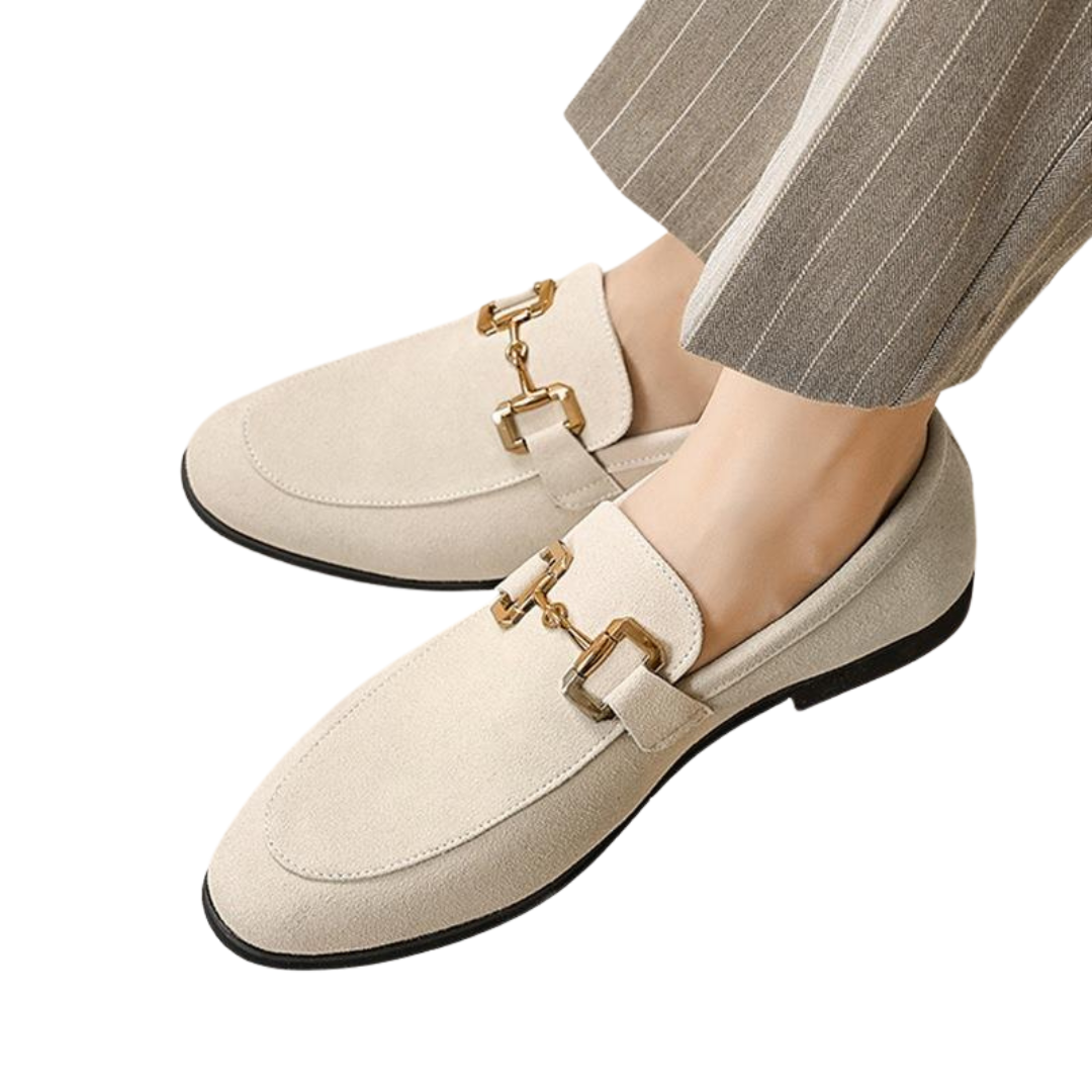 Men's Suede Penny Loafers - Elegant Loafer Shoes for Men