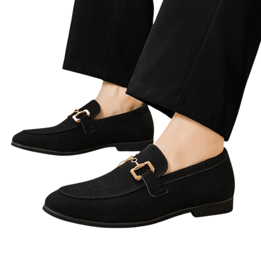 Men's Suede Penny Loafers - Elegant Loafer Shoes for Men