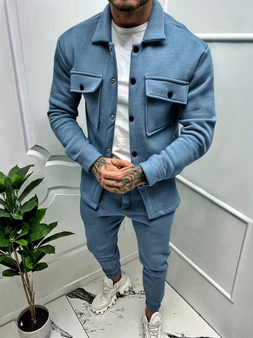 Men's Two-Piece Tracksuit with Button Pockets