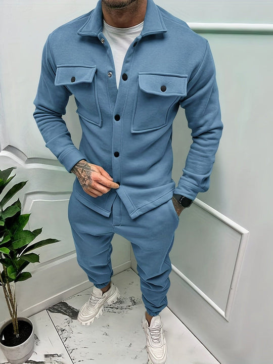 Men's Two-Piece Tracksuit with Button Pockets