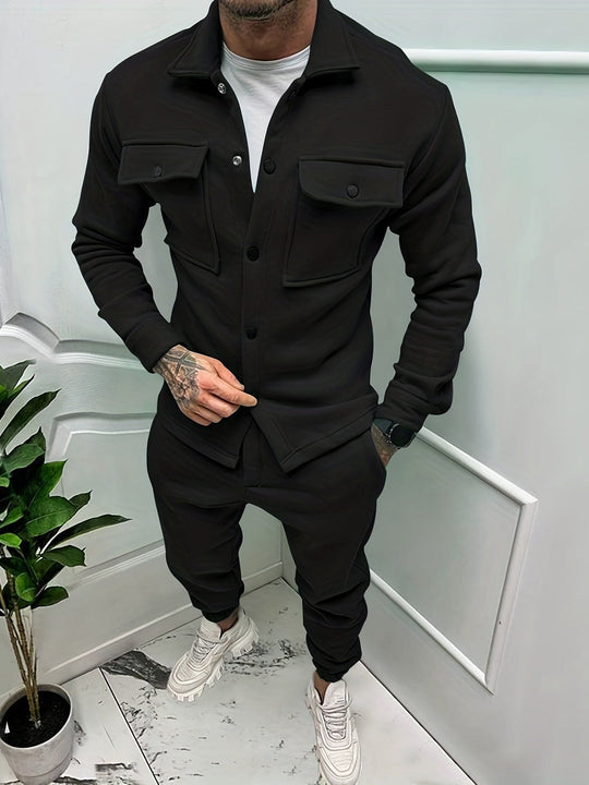 Men's Two-Piece Tracksuit with Button Pockets