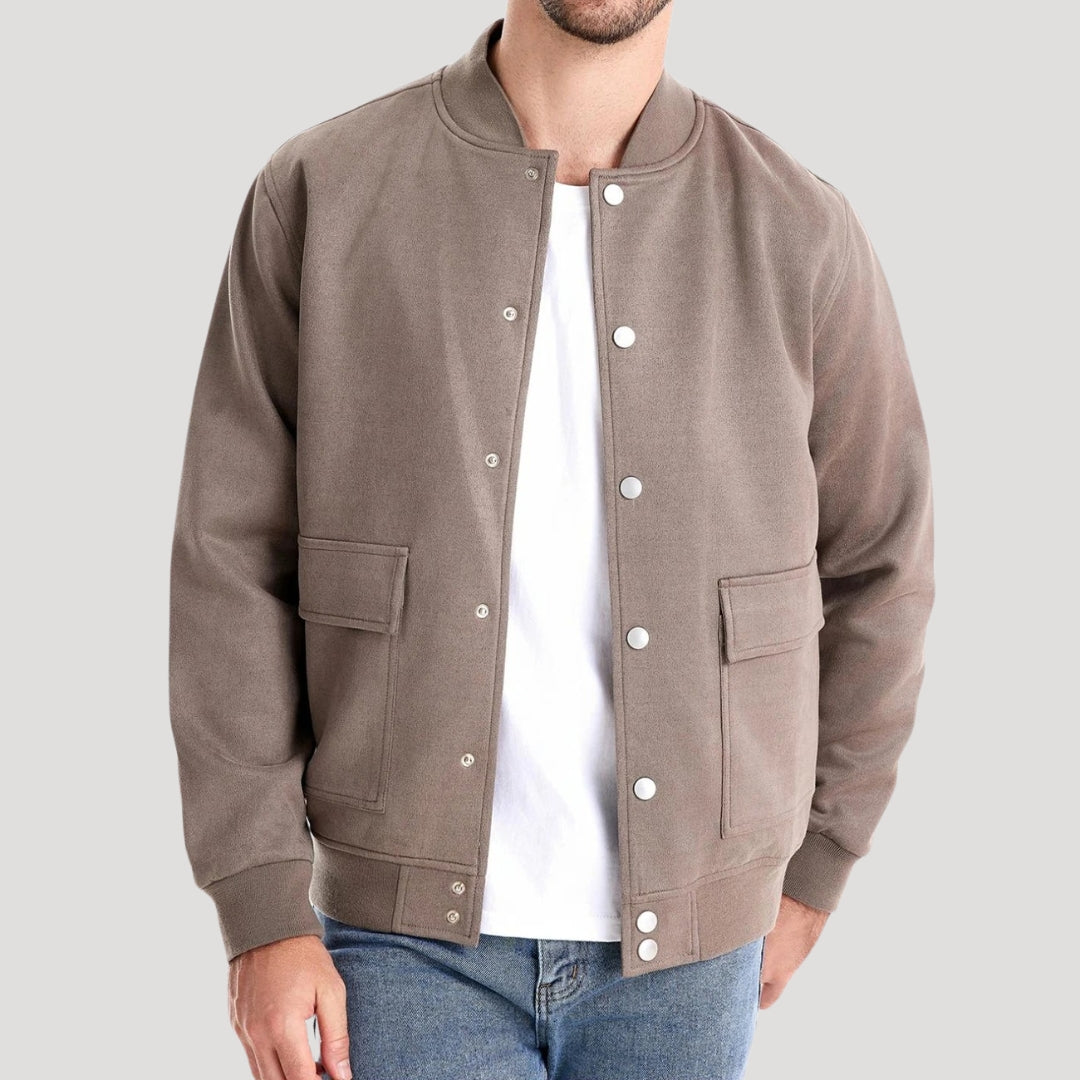 Men's Varsity Jacket - Lightweight Bomber Coat with Pockets