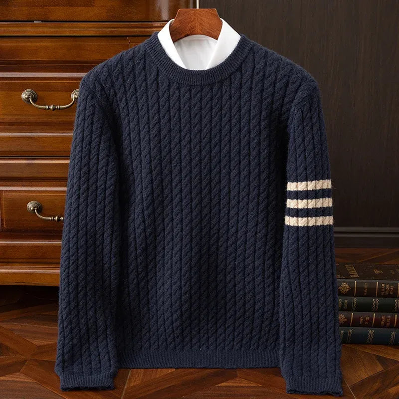 Men's Wool Knit Cable Pattern Sweater