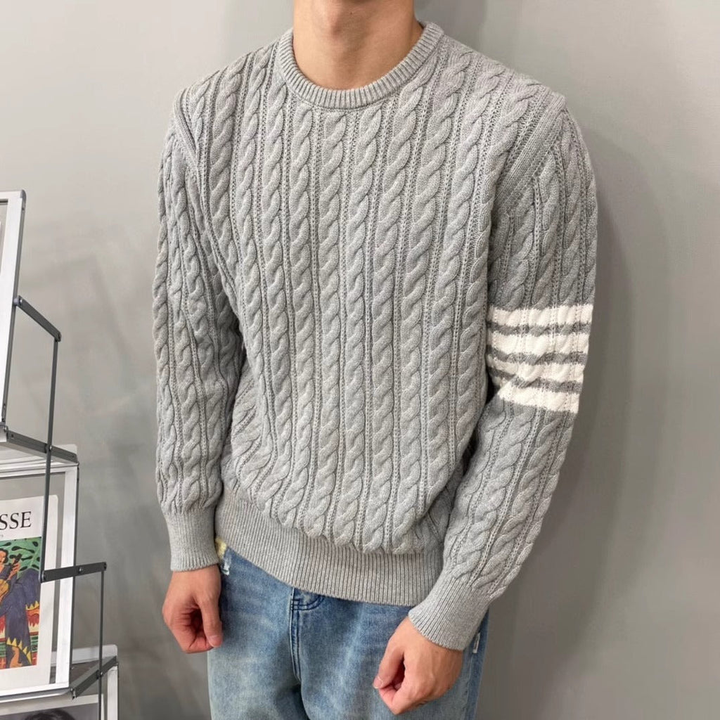 Men's Wool Knit Cable Pattern Sweater