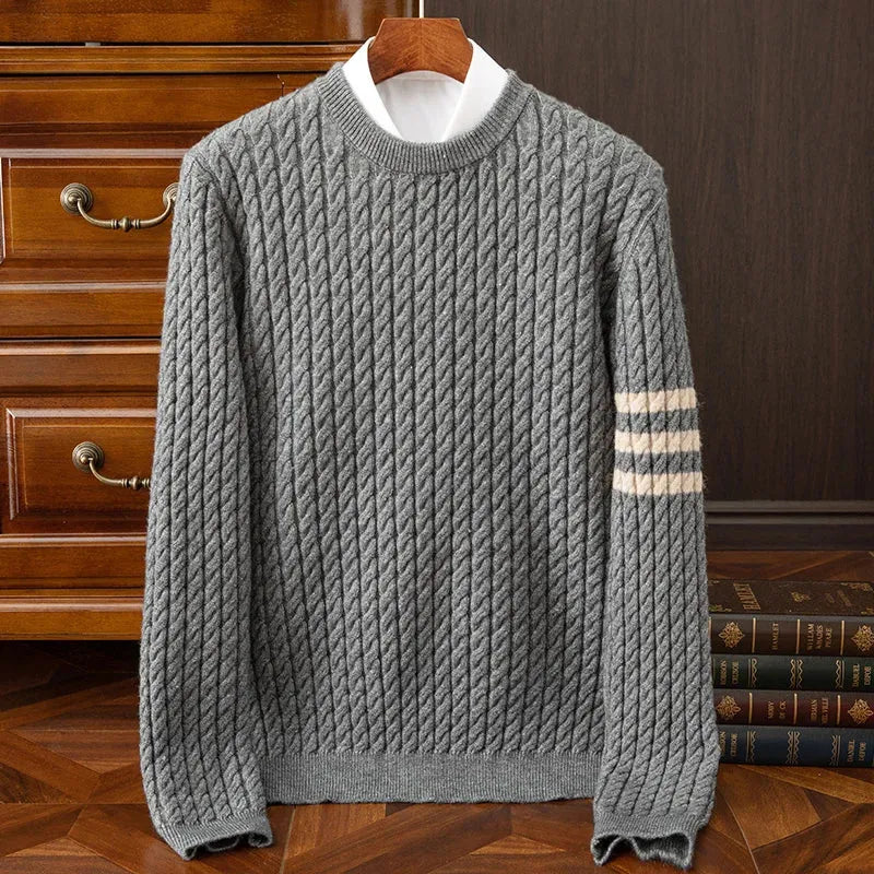 Men's Wool Knit Cable Pattern Sweater