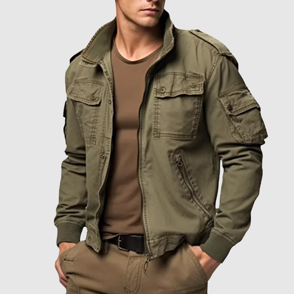 Men's Bomber Jacket with Military-Inspired Design