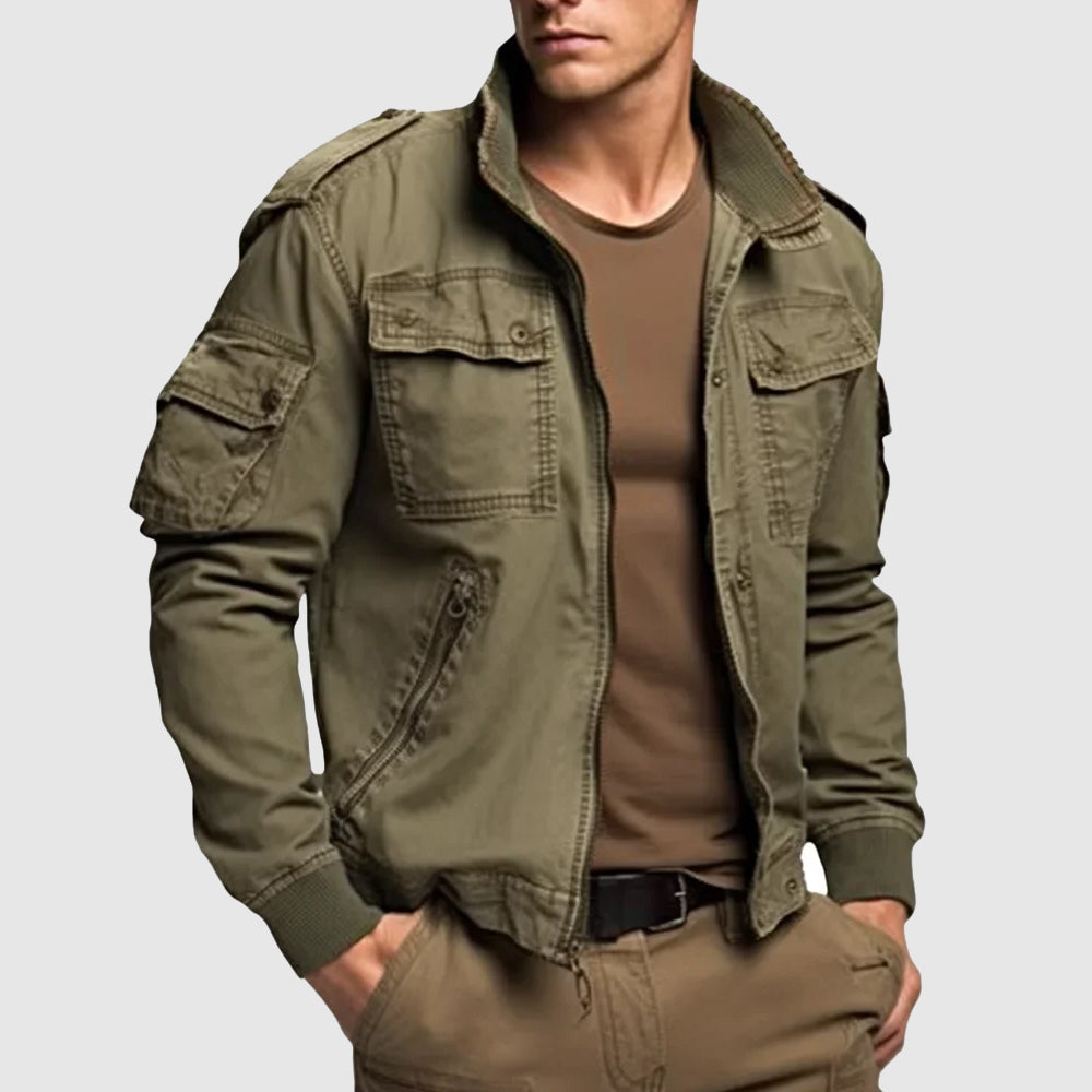 Men's Bomber Jacket with Military-Inspired Design