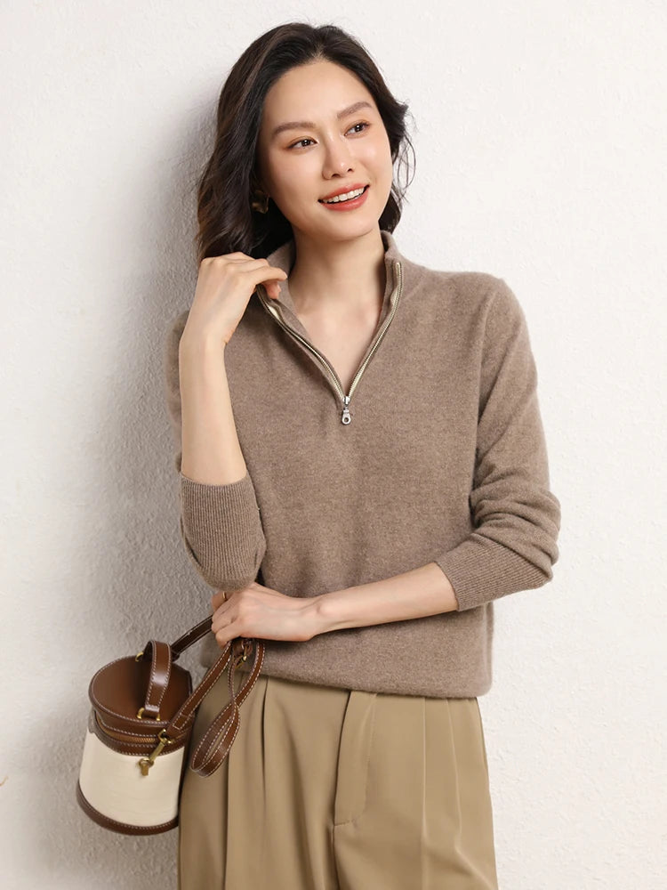 Women's Cashmere Half-Zip Pullover
