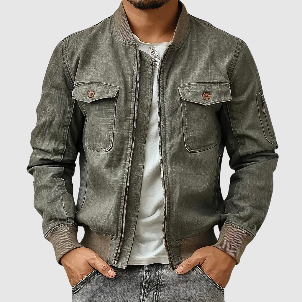 Men's Linen Bomber Jacket