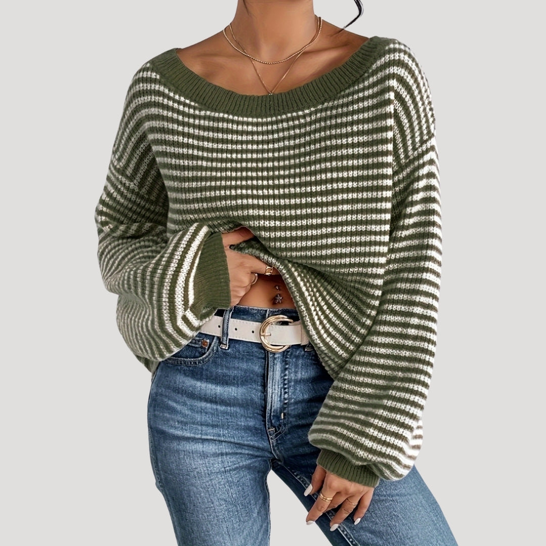 Women's Oversized Striped Knit Jumper