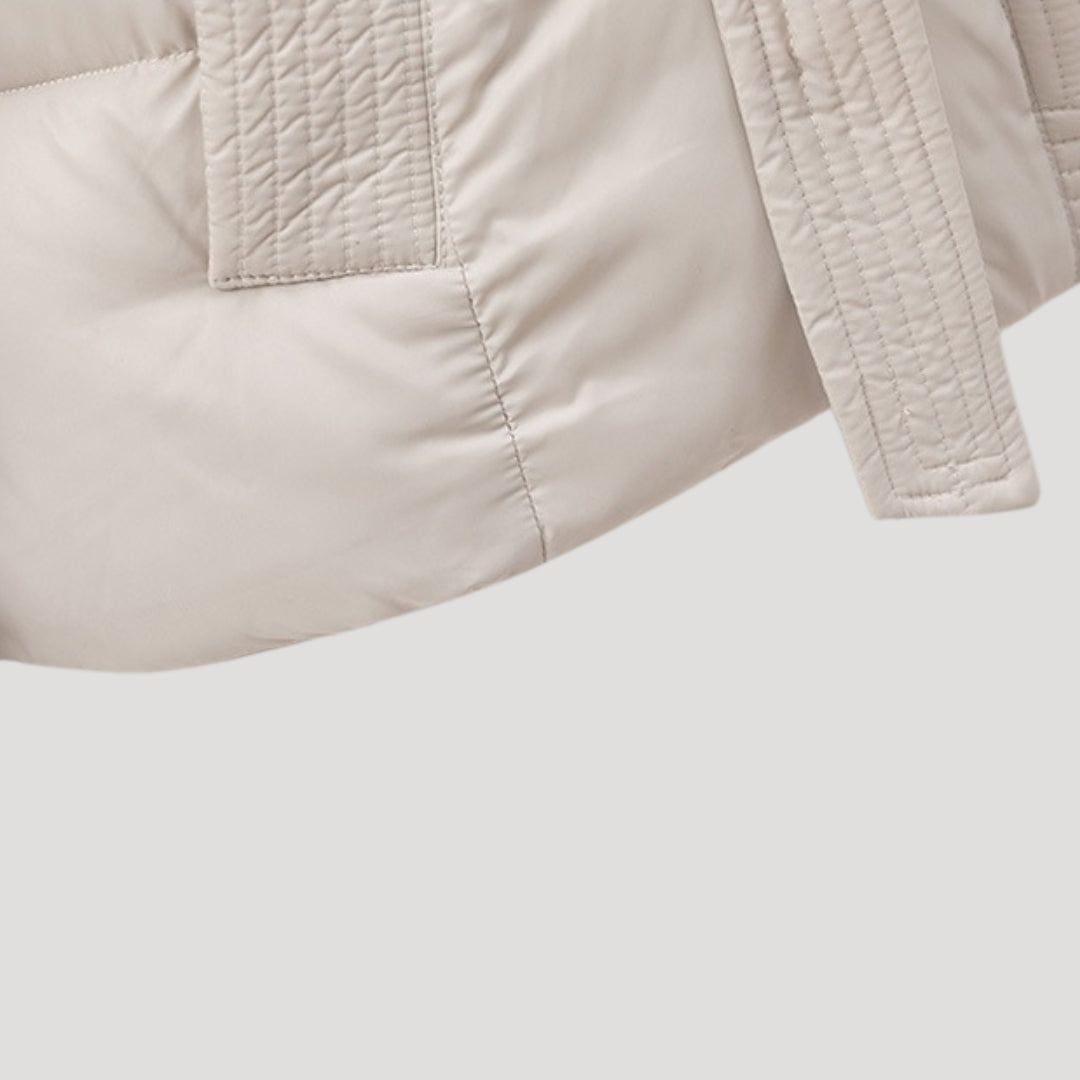 Women's Puffer Jacket with Hood and Belt for Winter Coats