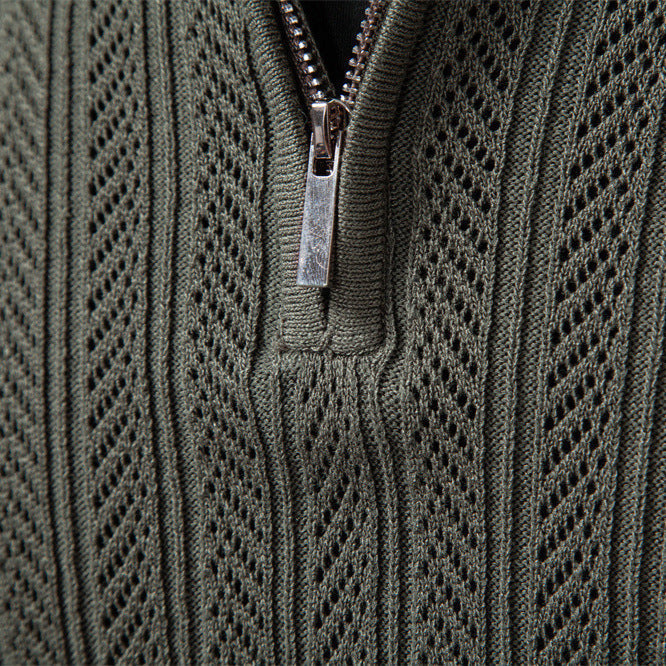 Men's Zip-Up Cable Knit Sweater